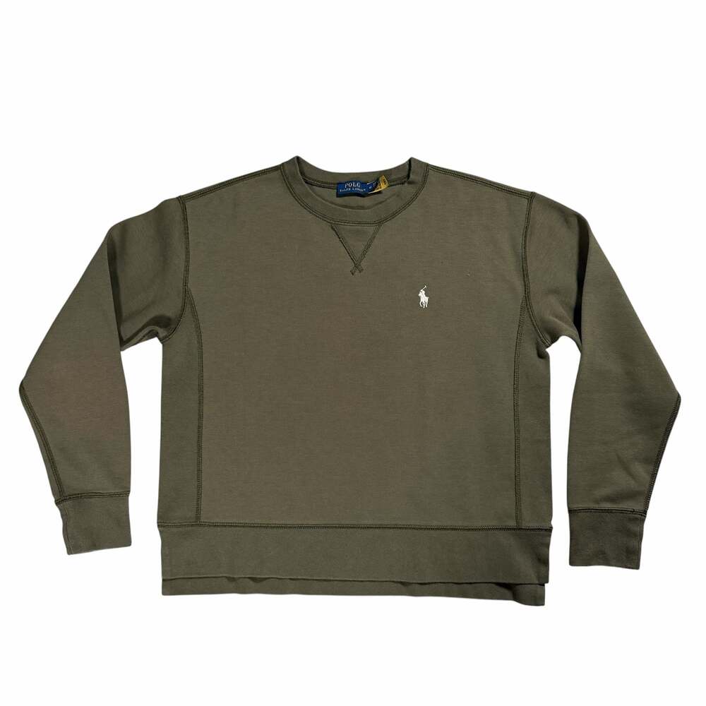 Womens Polo Ralph Lauren Double-Knit Crewneck Sweatshirt in Olive Green Medium